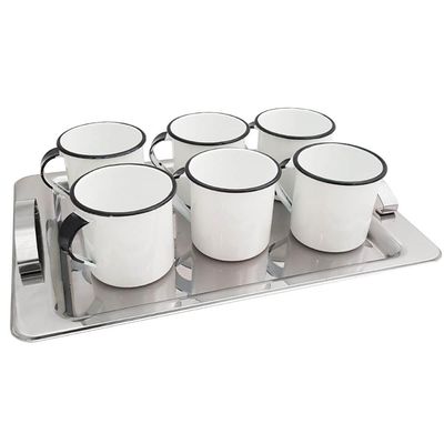 Jogo 6 Xícaras Café Caneca Esmaltada 400ml Caneca de Agata Branco