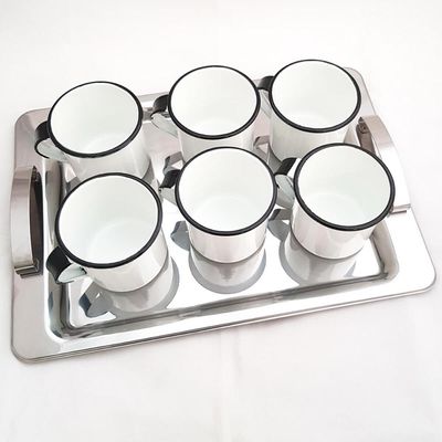 Jogo 6 Xícaras Café Caneca Esmaltada 400ml Caneca de Agata Branco