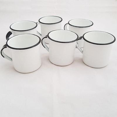 Jogo 6 Xícaras Café Caneca Esmaltada 400ml Caneca de Agata Branco