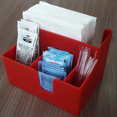 Kit 15 Portas Sachês Guardanapos Açúcar Organizador Multiuso Bancada Vermelho