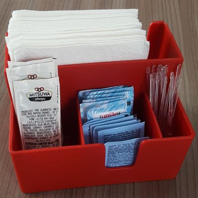 Kit 15 Portas Sachês Guardanapos Açúcar Organizador Multiuso Bancada Vermelho