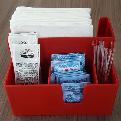 Kit 15 Portas Sachês Guardanapos Açúcar Organizador Multiuso Bancada Vermelho