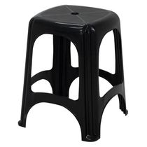 Banqueta Preta Banco Tramontina em Plástico 100Kg Portátil Empilhável Compacto Niterói ECO