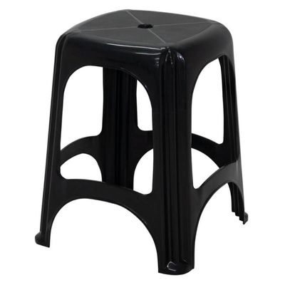 Banqueta Preta Banco Tramontina em Plástico 100Kg Portátil Empilhável Compacto Niterói ECO