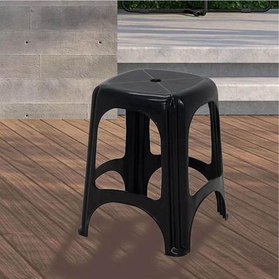 Banqueta Preta Banco Tramontina em Plástico 100Kg Portátil Empilhável Compacto Niterói ECO