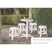 Banqueta Preta Banco Tramontina em Plástico 100Kg Portátil Empilhável Compacto Niterói ECO