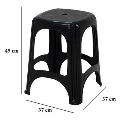 Banqueta Preta Banco Tramontina em Plástico 100Kg Portátil Empilhável Compacto Niterói ECO