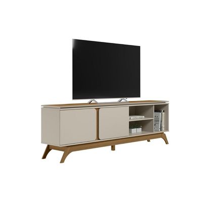Rack Bancada p/ TV até 70 Pol Istambul 2 Ptas 1 Prat 200x62cm Nature/Off White - Linea Brasil