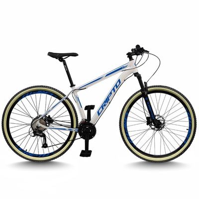 Bicicleta Aro 29 Cripto 24 Marchas Freio Disco E Suspensão Pneu Bege - Branco/azul - 15" Branco/azul