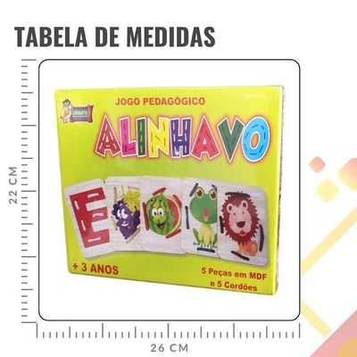 Jogo Pedagógico Alinhavo - 5 Peças E 5 Cordões