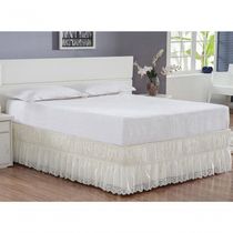 Saia Babado Cama Casal Padrão Palha