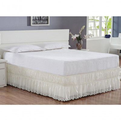 Saia Babado Cama Casal Padrão Palha