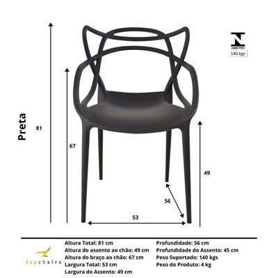 Kit 4 Cadeiras Allegra Com Acabamento Premium E Durável preto