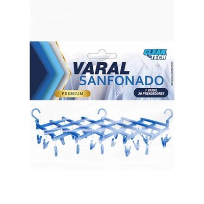 Varal Sanfonado 29 Prendedores Ajustável Para Roupas Leves