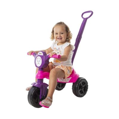 Carrinho De Passeio Com Pedal Triciclo Gatinha Com Haste