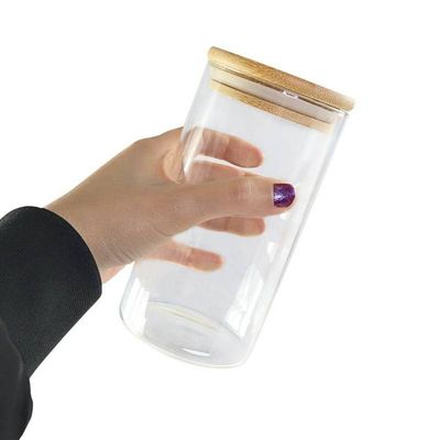 Pote De Vidro 1500ml Hermético Multiuso Com Tampa De Bambu