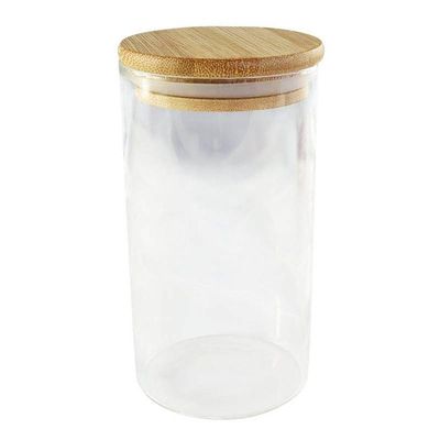 Pote De Vidro 1500ml Hermético Multiuso Com Tampa De Bambu