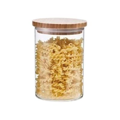 Pote De Vidro 800ml Hermético Multiuso Com Tampa De Bambu