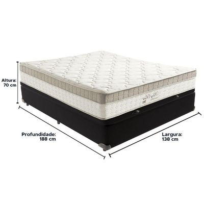 Cama Box Baú Preto E Colchão King Best Bege Molas Ensacadas Casal Anjos