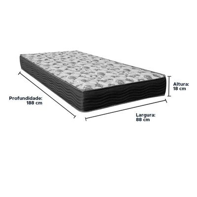 Cama Box Baú Preto E Colchão Iso100 Espuma D33 Solteiro Ortobom