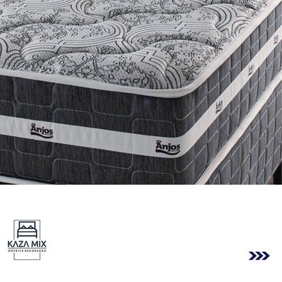 Cama Box Baú E Colchão Black Graphite Molas Ensacadas Casal 138x188x27 Anjos Casal Marrom