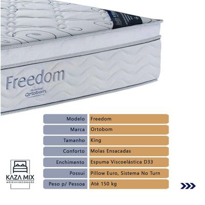 Cama Box Com Baú King E Colchão Freedom Ortobom D33 Branco
