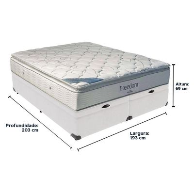 Cama Box Com Baú King E Colchão Freedom Ortobom D33 Branco