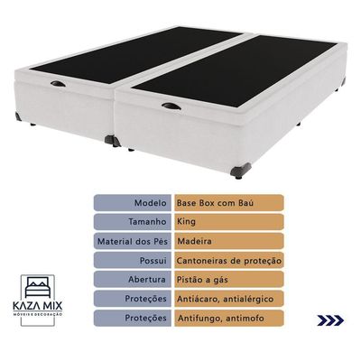 Cama Box Com Baú King E Colchão Freedom Ortobom D33 Branco