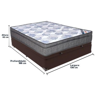 Cama Box Casal Com Baú Marrom Ortobom Isosuperpocket