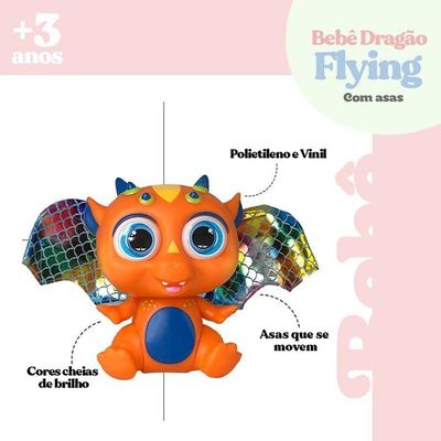 Bebê Dragão Flying Baby Com Asas Laranja Conto De Fadas