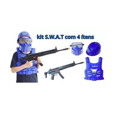 Kit Policial Swat Com Rifle E Acessórios Brinquedo Infantil