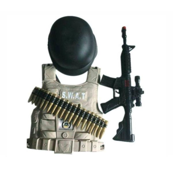 Kit Swat Bege Com Rifle E Acessórios Brinquedo Infantil