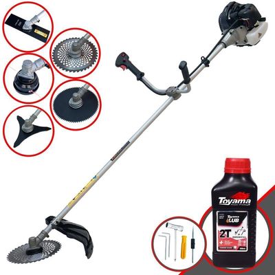 Roçadeira Cg430b 43cc + óleo Toyama + 4 Lâminas De Corte