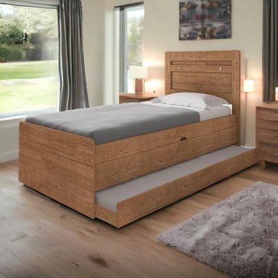 Cama Baú Larissa Solteiro Naturale Com Auxiliar E 02 Colchões Framar