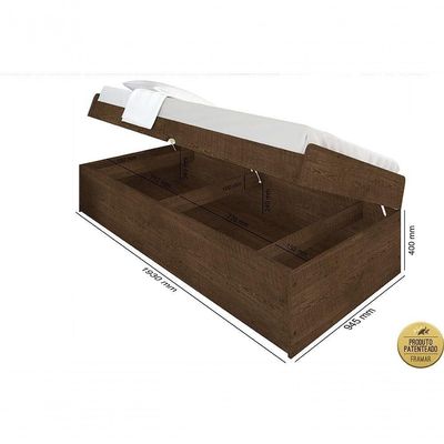 Cama Baú Camila Solteiro 0,88 Framar Malbec