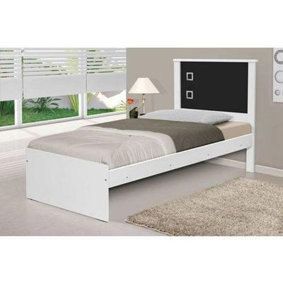 Cama Barcelona Para Quarto Solteiro Flex Color Branco/preto