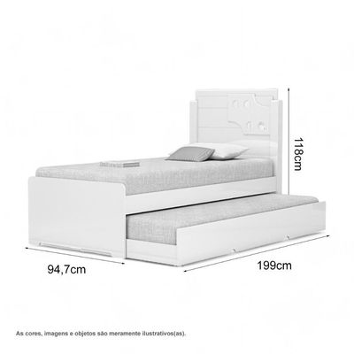 Cama Bibox Solteiro Com Aplique Luiza Cinamomo E Off White