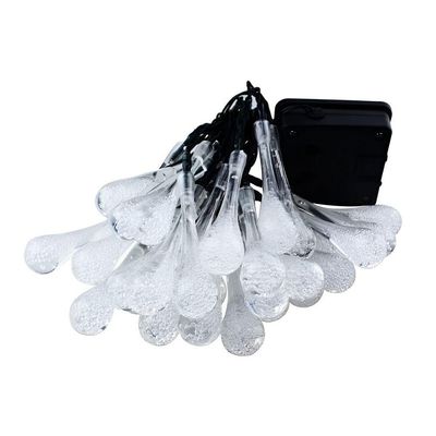 Cordão De Lâmpadas Solar Luzes Leds Gotas De água Branco 5m
