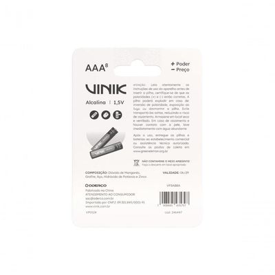 Pilha Alcalina Aaa C/8 1.5v - Vp3ab8a