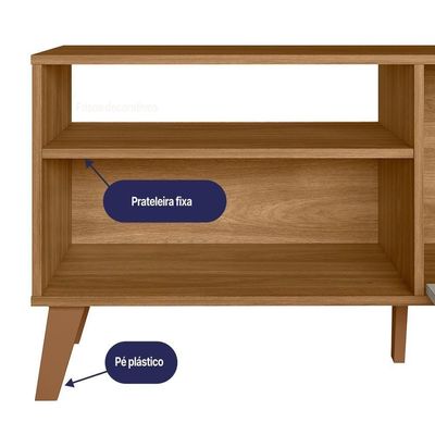 Rack Bancada Madri 115cm Nature/off White Para Tv Até 50” - Peternella Móveis