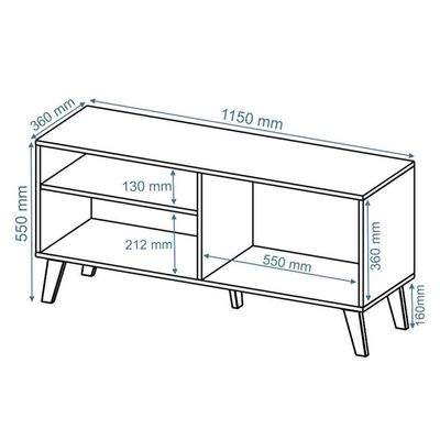 Rack Bancada Madri 115cm Nature/off White Para Tv Até 50” - Peternella Móveis