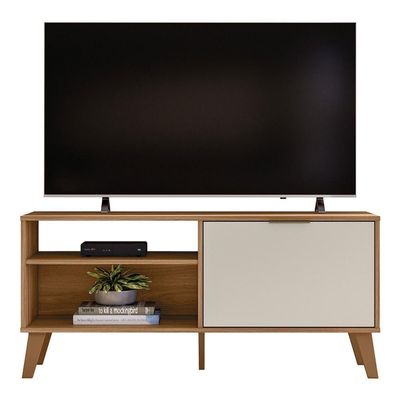 Rack Bancada Madri 115cm Nature/off White Para Tv Até 50” - Peternella Móveis
