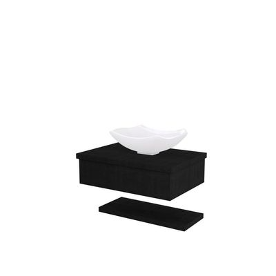Conjunto Bancada C-cuba L42 E Prateleira Metrópole 605 Nogal Preto ônix