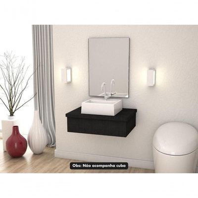 Conjunto Bancada E Espelheira Ktme602 Nogal Preto ônix