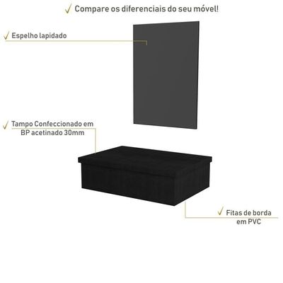 Conjunto Bancada E Espelheira Ktme602 Nogal Preto ônix