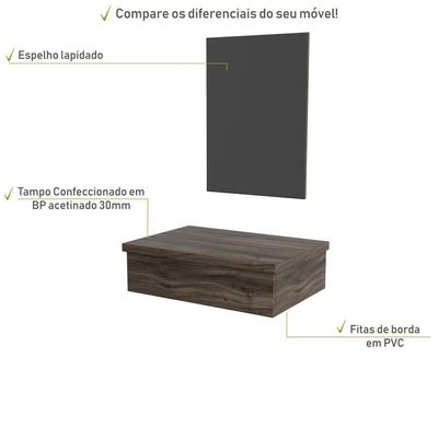 Conjunto Bancada E Espelheira Ktme602 Carvalho Carvalho Dark