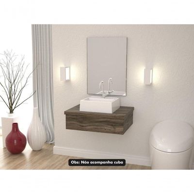 Conjunto Bancada E Espelheira Ktme602 Carvalho Carvalho Dark