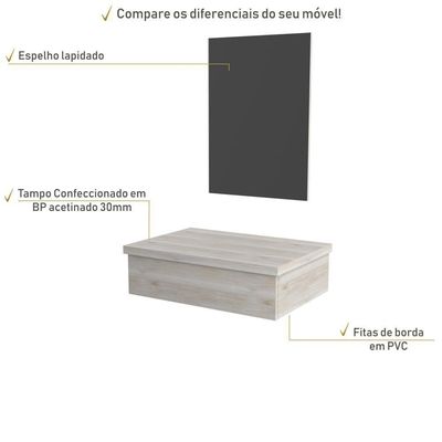 Conjunto Bancada E Espelheira Ktme602 Preto ônix Snow