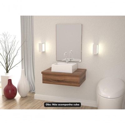 Conjunto Bancada E Espelheira Ktme602 Carvalho Dark Nogal