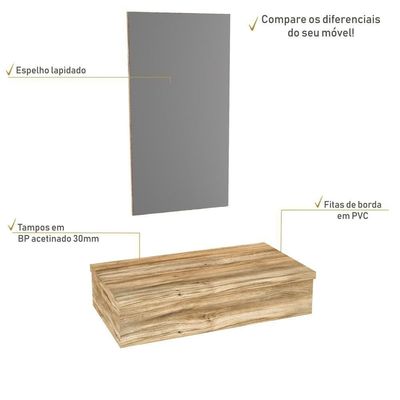 Conjunto Bancada E Espelheira Ktme802 Branco Chess Carvalho